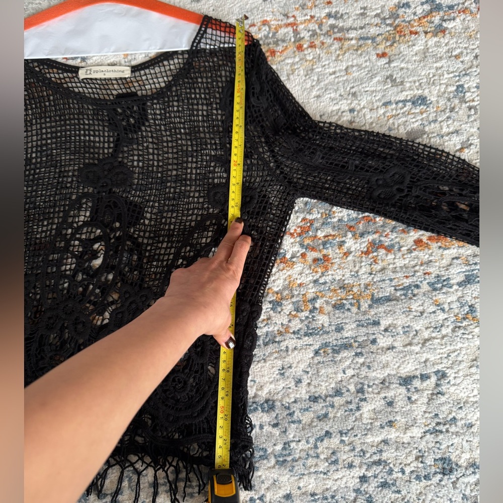 Black Crochet Sweater, Small - Picture 7 of 7